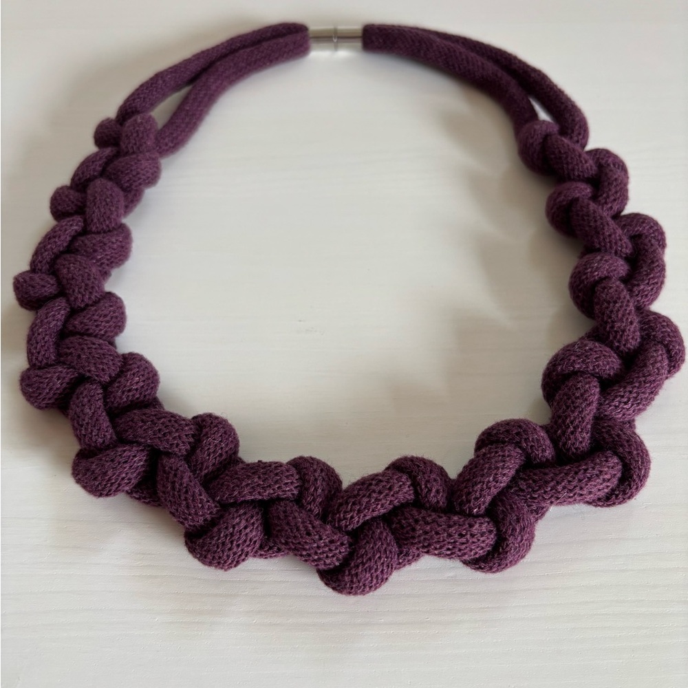 Purple Braided Necklace Handmade